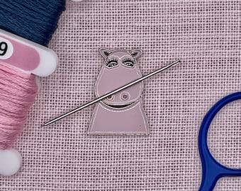 George the Hippo Magnetic Needle Minder: Cross Stitch, Embroidery, Sewing