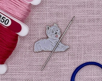 West Highland Terrier Needle Minder: Cross Stitch, Embroidery, Sewing