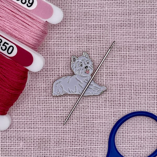 WEST HIGHLAND TERRIER - Magnetic Needle Minder for Cross Stitch, Embroidery, Sewing and Needlework. Stitching Essential & Perfect Craft Gift