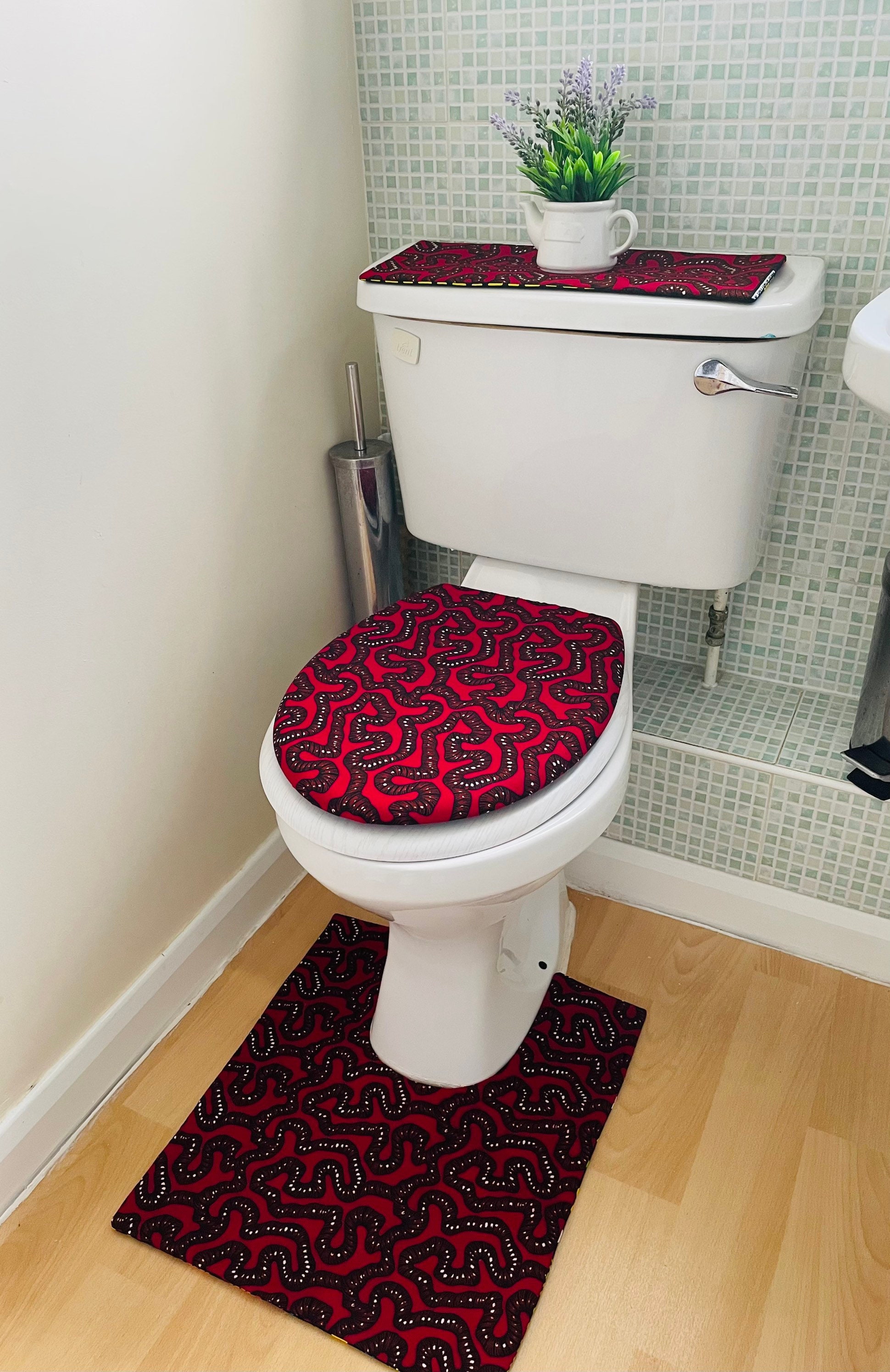 Bathroom Toilet Coverafrican Design Bathroom Seat Setpadded Etsy UK