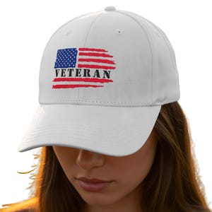 Veteran Flag Hat, Patriotic Embroidered Ball Cap, USA Flag Hat, American Veteran Hat, Military Support for the Men and Women of our Military