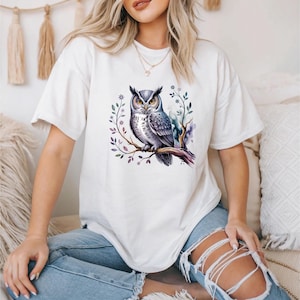 Owl T-Shirt, Watercolor Owl Tee, Bird Shirt, Nature Apparel, Animal Lover Gift, Unique Design, Stylish Tee, Trending Now, Popular Shirt