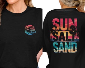 Tropical Graphic Tee, Sun Salt Sand, Beach Lover Gift