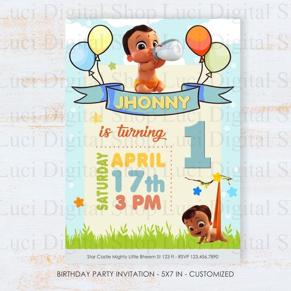 Mighty Little Bheem Birthday Invitationcustom First Year Etsy Mighty Little Bheem Birthday Invitationcustom First Year Etsy