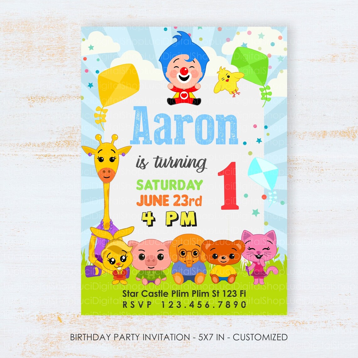 Plim Plim Birthday Invitationcustom First Year Etsy