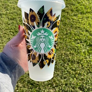 Sunflower Starbucks Tumbler Sunflower Water Bottle -   Tumbler cups  diy, Personalized starbucks cup, Custom tumbler cups