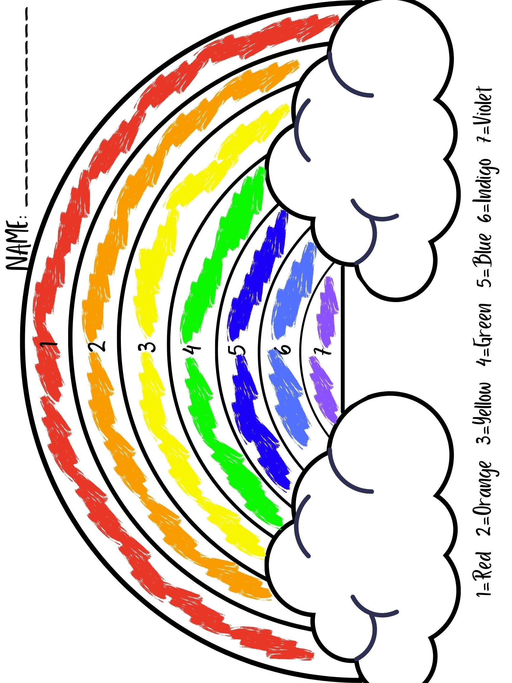 Color by Number Rainbow Worksheet /rainbow / Learn Your Colors