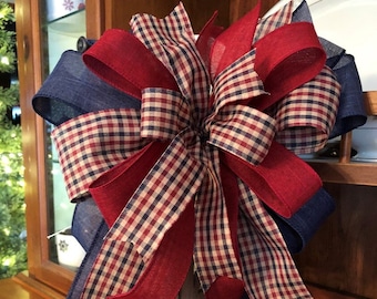 Patriotic Wreath Bow, Americana Bow