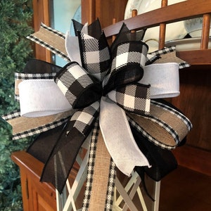 Handmade Farmhouse Bow, Wired Ribbon Wreath Decor