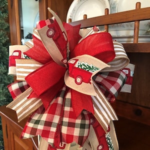 Christmas Wreath Bow, Christmas Lantern Bow, Red Truck and Christmas Tree
