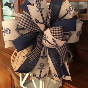Anchor Wreath Bow, Beach Theme Bow