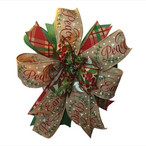 Christmas Wreath Bow, Lantern Bow, Peace on Earth