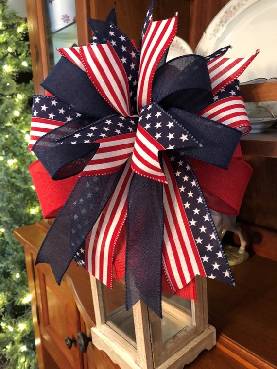 American Flag Wreath Bow, Americana Bow