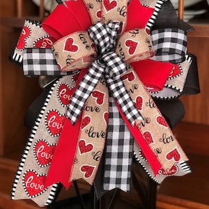 Valentines Day Wreath Bow, Lantern Bow, Love Love Love