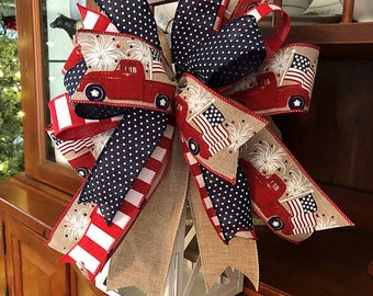 4th of July Wreath Bow, Old Truck Bow