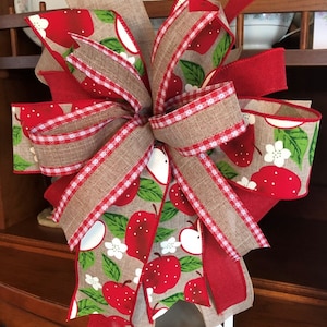 Summer Wreath Bow, Apple Wreath Bow, Lantern Bow, Red Apple Bow