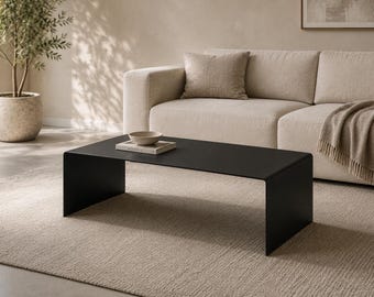 Minimalist coffee table made of black metal – modern design table, powder-coated, custom-made, Made in Germany