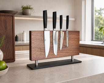 Knife block model No. 3 - Signature Edition in American walnut | magnetic on both sides | invisible magnets | handcrafted by JANHO