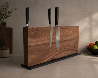 Knife Block No. 2, Handcrafted Walnut | Magnetic on Both Sides | JANHO Signature Edition | 6–20 Knives | Premium Knife Block