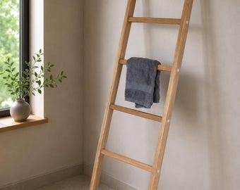Handcrafted towel ladder made of solid oak wood – Unique design by Janho Studio