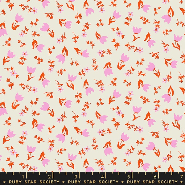 Coquille Calico Floral Ditzy Smol Tulip Rose Orange - RS3017-11 - Ruby Star Society Fabrics | Tissu par la demi-cour | De gros