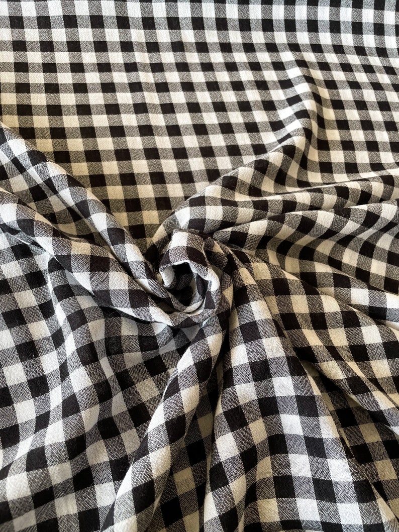 Black Checkered Plaid Gingham Rayon Fabric by the Half Yard Wholesale ...