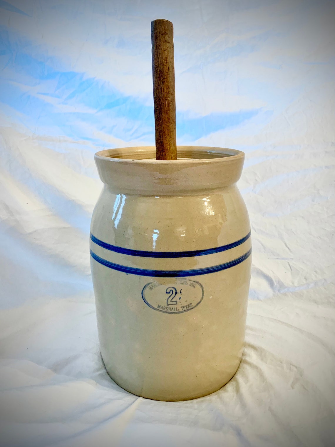 Vintage 2 Gallon Butter Churn w/ Lid and Wooden Etsy