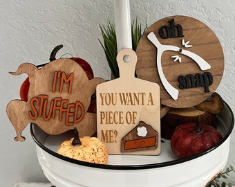 Thanksgiving Mini Shiplap Sign: Rustic Farmhouse Tier Tray Decor