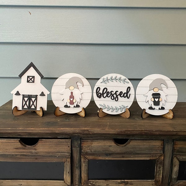 Home Signs |Coffee, Wine, Farmhouse or Blessed Mini Round Shiplap Signs | Rustic | Farmhouse | Tier Tray Decor | Mini Sign| Coffee Bar Signs