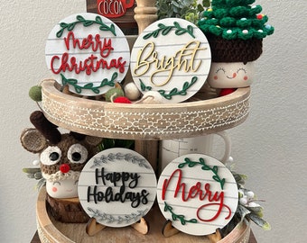 Christmas Mini Shiplap Sign | Rustic Farmhouse Tiered Tray Decor
