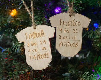 Personalized Baby's First Christmas Ornament: Laser Cut Onesie Holiday Bauble