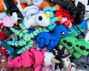 3D Articulated Fidget Toy Set 1: PLA Mini Animals, Sensory Desk Pets