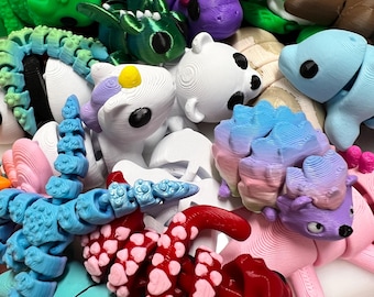 3D Articulated Fidget Toy Set 2: PLA Baby Animals, Desk Pets