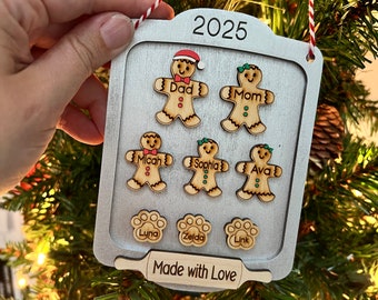 Personalized Gingerbread Family Ornament: Rustic Farmhouse Christmas Bauble