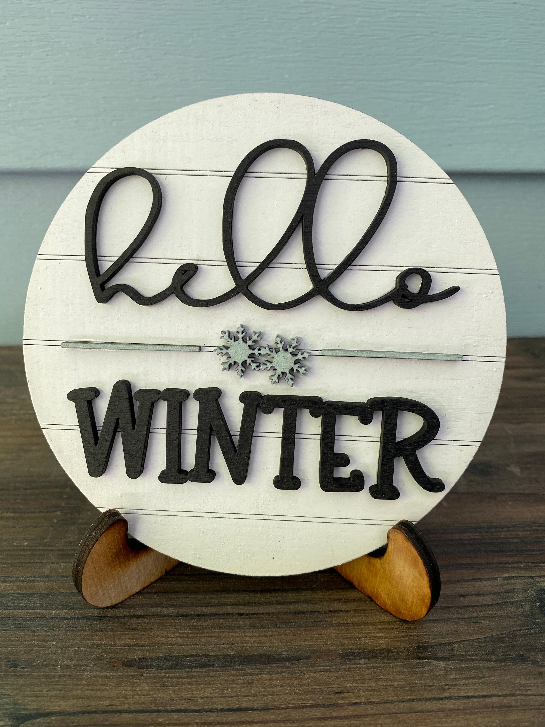 ALL FOUR Hello Seasons Mini Round Shiplap Signs Spring | Etsy