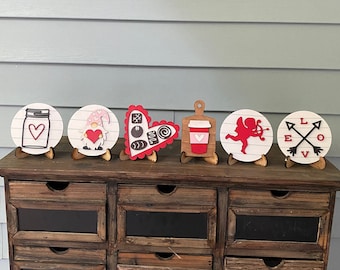 Rustic Valentine's Day Tiered Tray Sign: 3D Laser Cut Farmhouse Decor