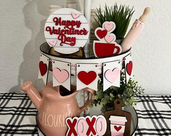 Rustic Valentine's Day Tiered Tray Decor: 3D Laser Cut Mini Sign
