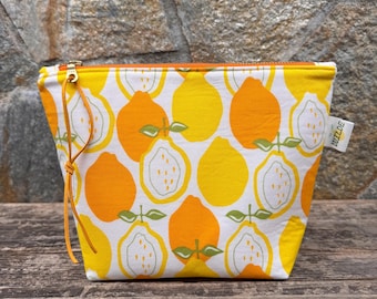 Medium Zipper Bag / Make Up Bag / Travel Case / Toiletry Pouch / Cosmetic Bag - The Wilde Lemon Collection No. 2