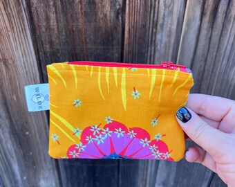 Coin Purse / Coin Bag / Change Purse / Gift Card Holder - Hibiscus Garden