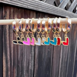 Tiny Heart Huggie Hoop Earrings/ Heart Hoops /Minimalist Earrings
