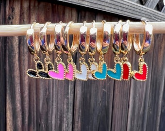 Tiny Heart Huggie Hoop Earrings/ Heart Hoops /Minimalist Earrings