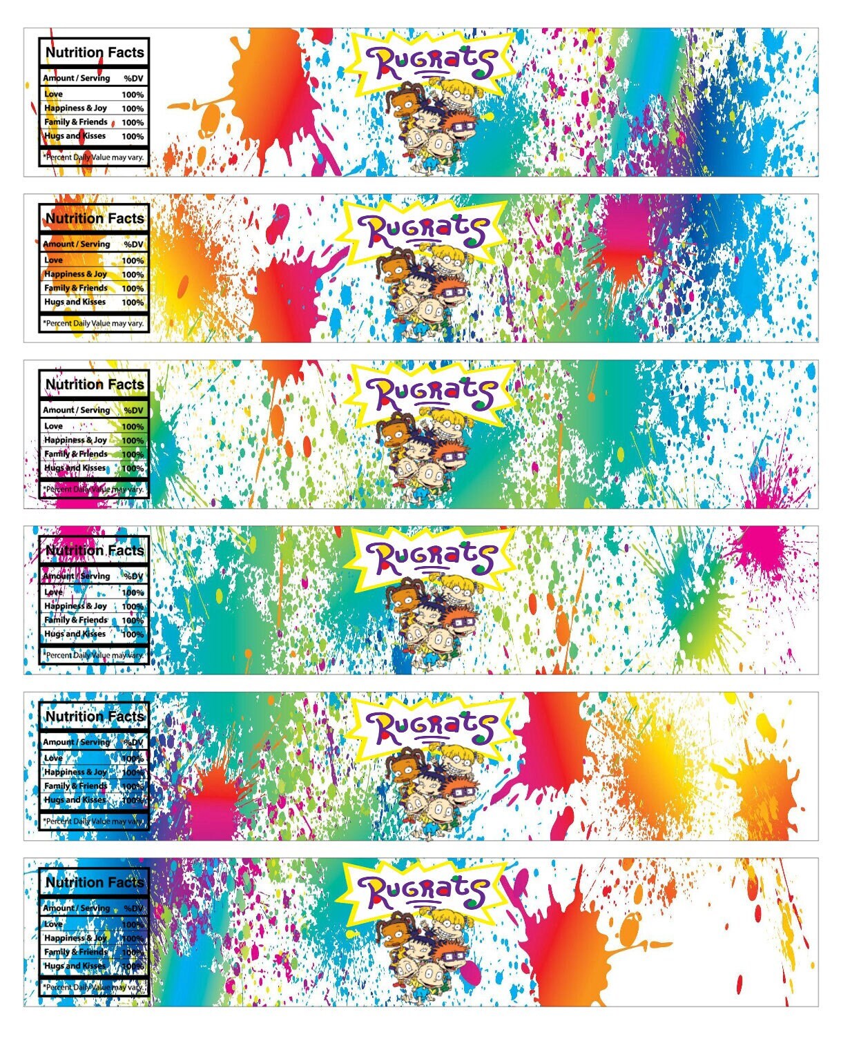 Rugrats Water Bottle Label DIGITAL DOWNLOAD - Etsy