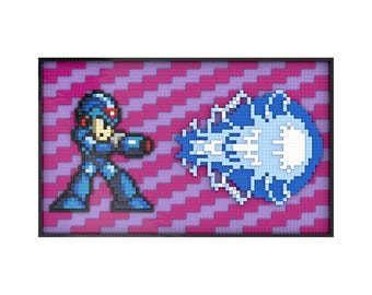 Blue Spaceman Bomber X 1993 16-Bit - Zestaw do montażu ściennej grafiki LEGO® inspirowanej grą Nintendo Mega Man X