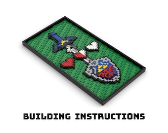 Miecz, tarcza i pojemniki na serce mistrza Linka TYLKO INSTRUKCJE - LEGO® Wall Art inspirowane grą Nintendo Zelda