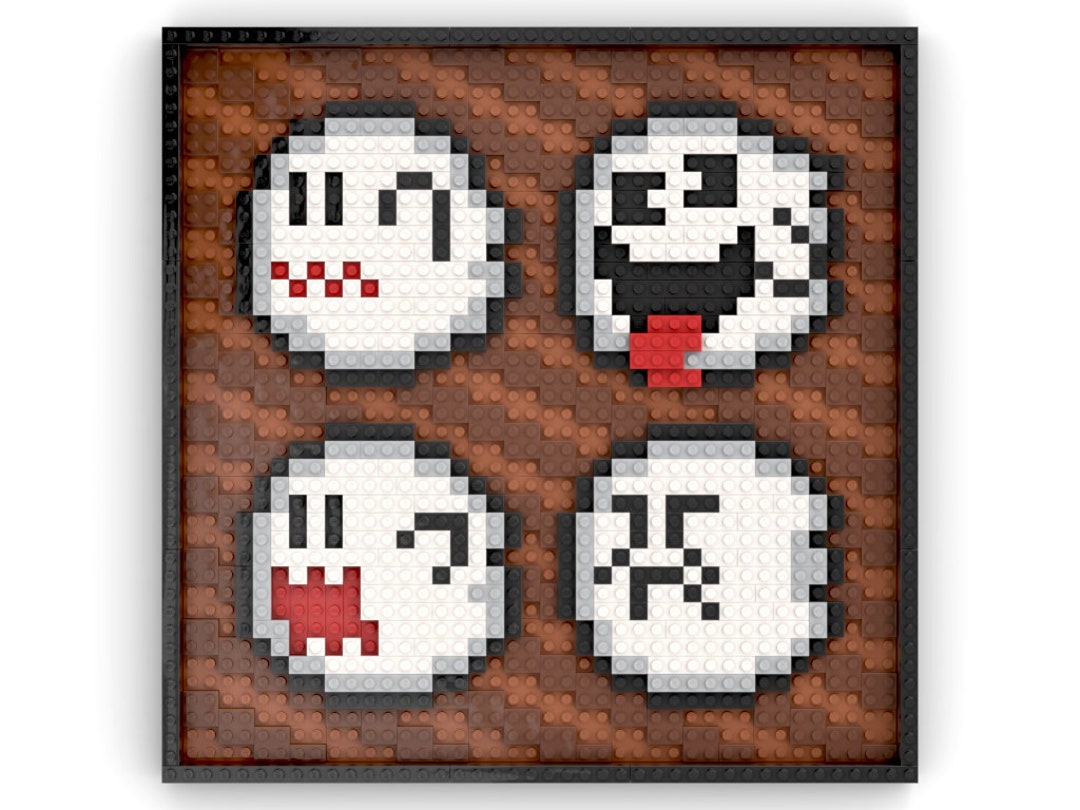 Boo Ghost Faces Retro 1990 16-bit - LEGO® Wall Art Assembly Kit ...
