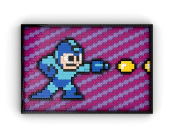 Blue Spaceman Bomber Retro 8-Bit - Zestaw do montażu LEGO® Wall Art inspirowany grą Nintendo Mega Man