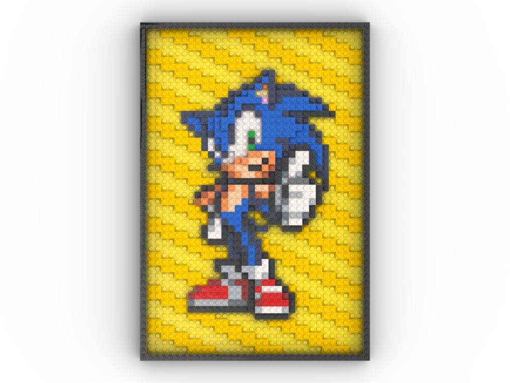 Blue Swift Hedgehog - LEGO® Wall Art Assembly Kit Inspired by