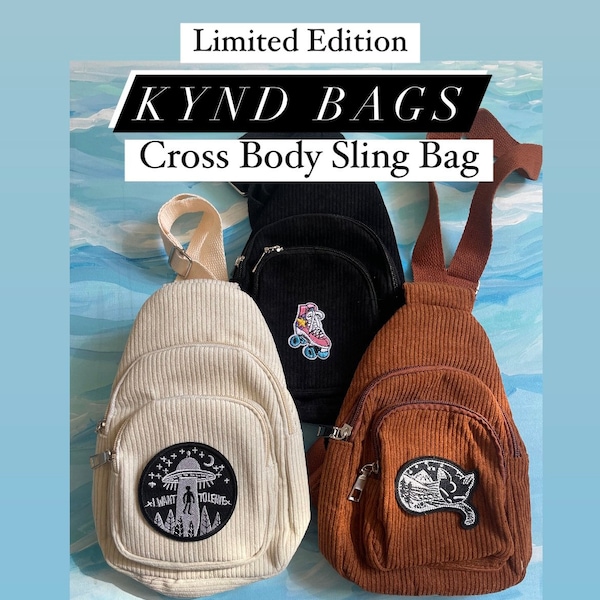 Riñonera Kynd Bags de pana, edición limitada, bandolera, Halloween, San Valentín espeluznante