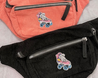 Kynd Bags "Pink Rollerskate" Heuptas Rolschaats Skate Heuptas Crossbody Heuptas Corduroy