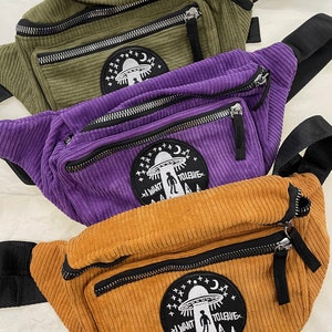 Kynd Bags "I Want To Leave" Fanny Pack Rollerskate Skate Waist Bag Cross Body Bum Bag Corduroy